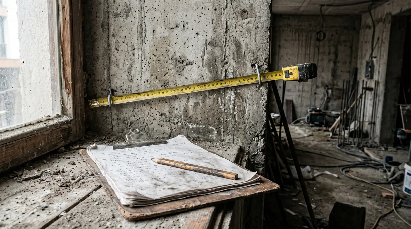Su yalıtımı keşfinde beton duvarda metraj ölçümü